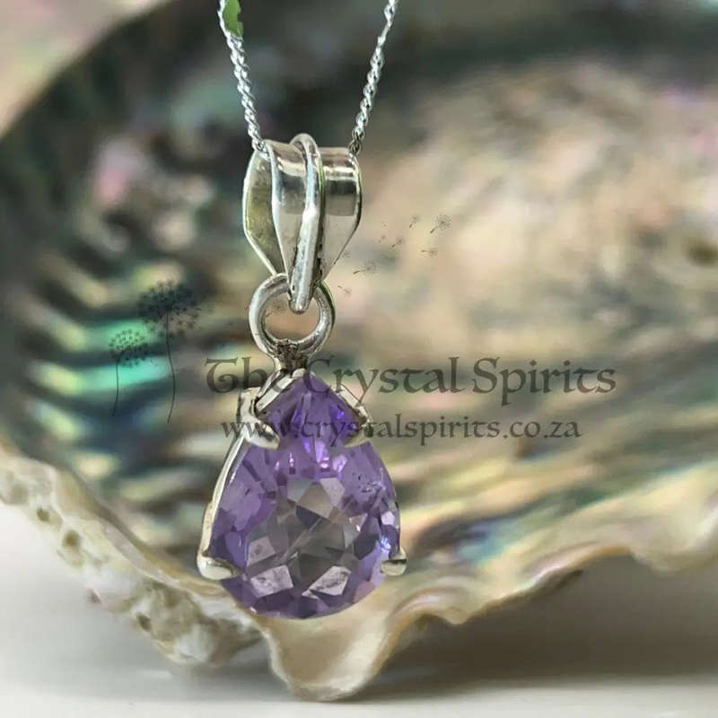 Amethyst Crystal Sterling Silver Pendant