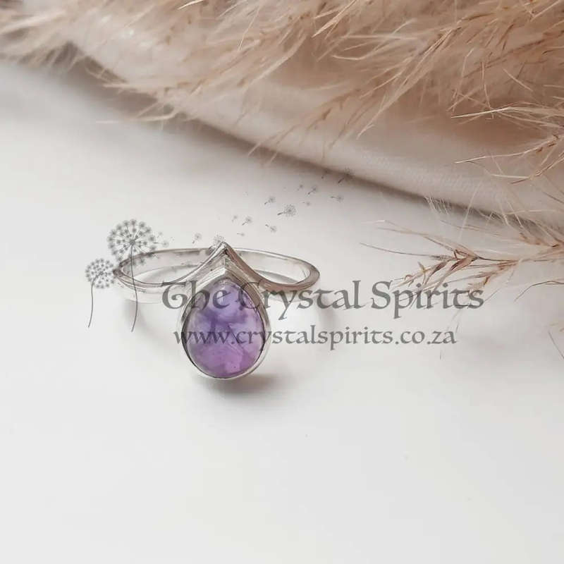 Amethyst Crystal Sterling Silver Ring