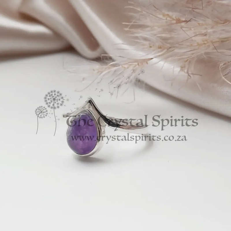 Amethyst Crystal Sterling Silver Ring