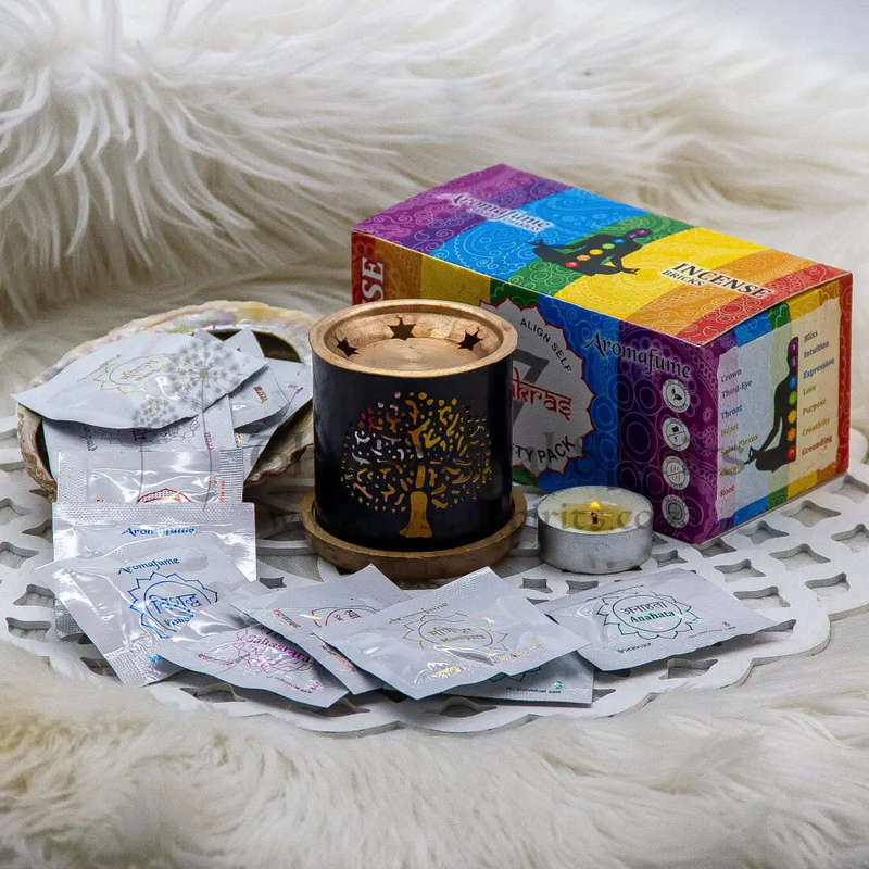Aromafume 7 Chakra Burner Kit with 7 Chakra Incense Bricks