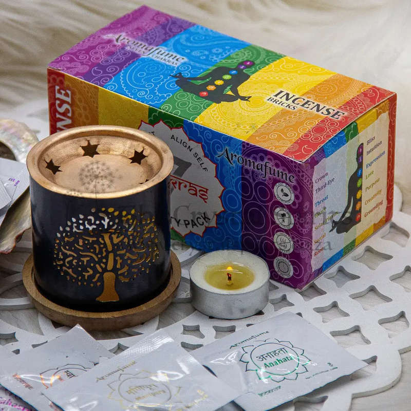 Aromafume 7 Chakra Burner Kit with 7 Chakra Incense Bricks