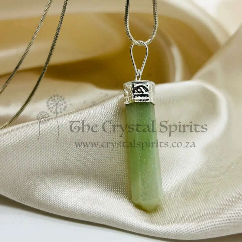 Aventurine White Metal Crystal Pendant