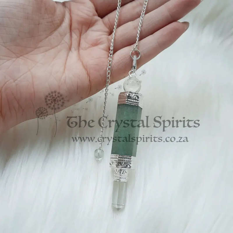 Aventurine White metal Wand Pendulum Kit