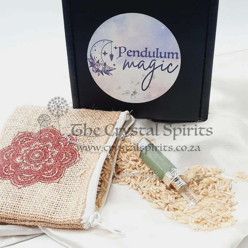 Aventurine White metal Wand Pendulum Kit