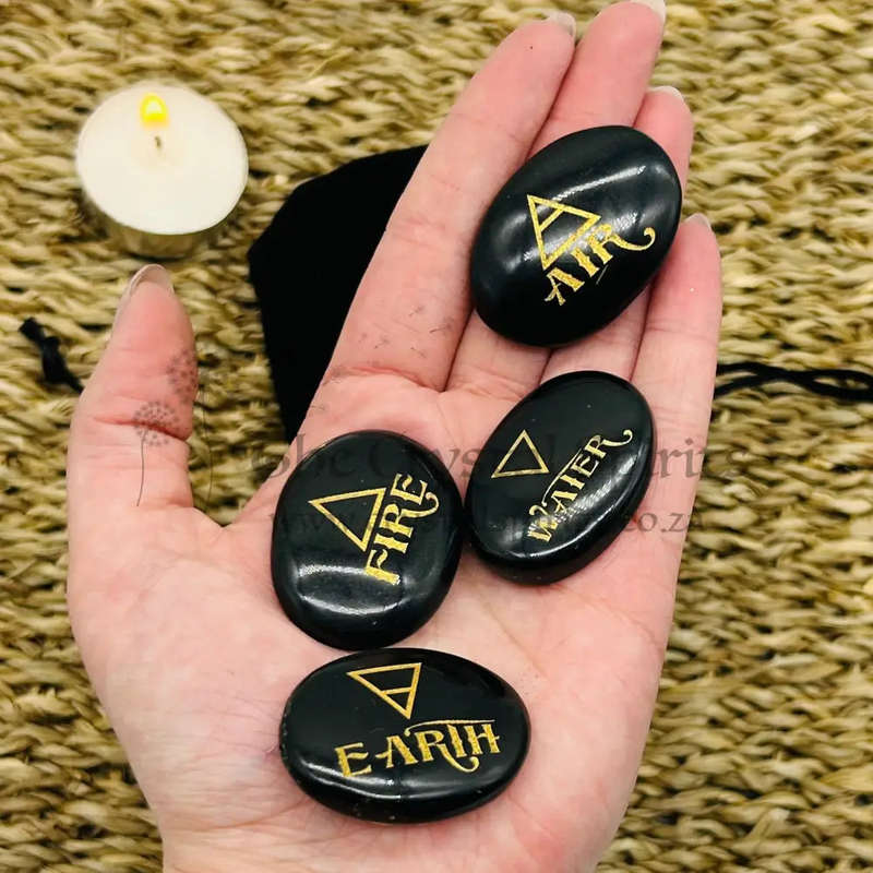 Black Agate Alchemical 4 Element Stone Set