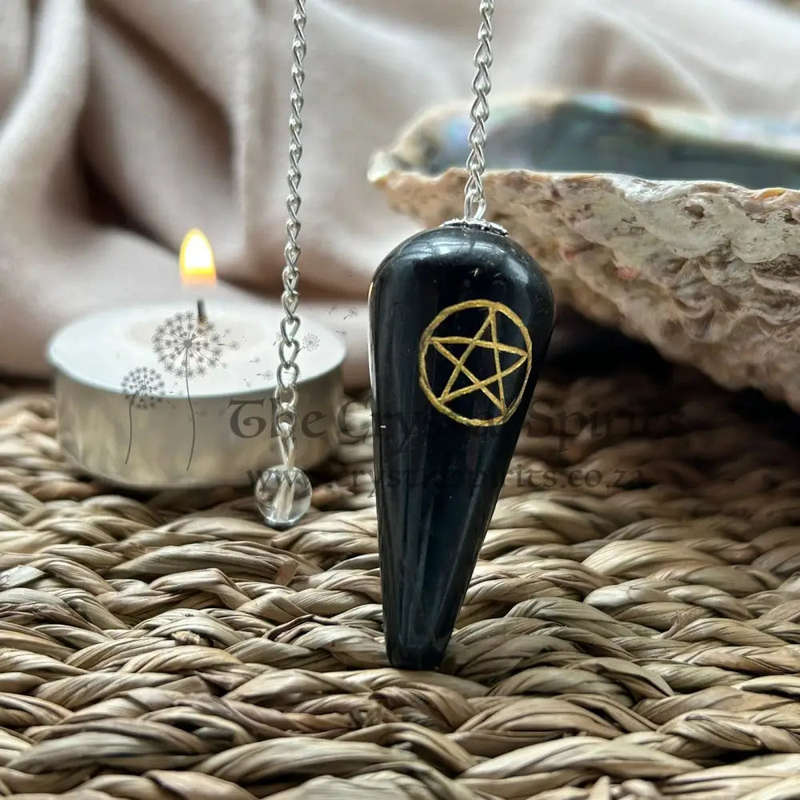 Black Agate Pentacle Pendulum