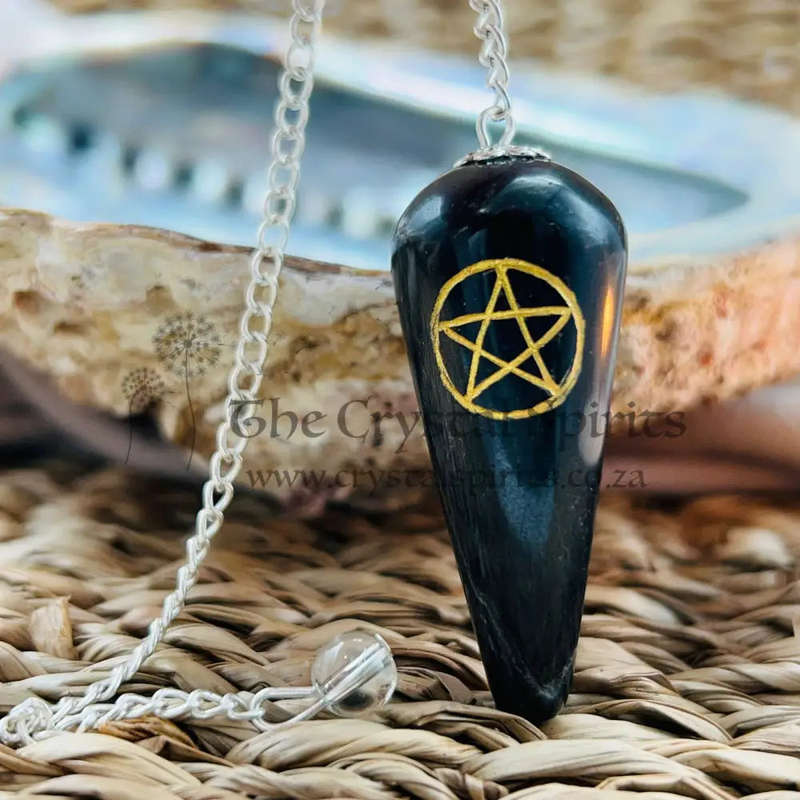 Black Agate Pentacle Pendulum