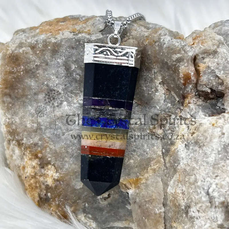 Black Onyx Chakra Tabby Crystal Pendant