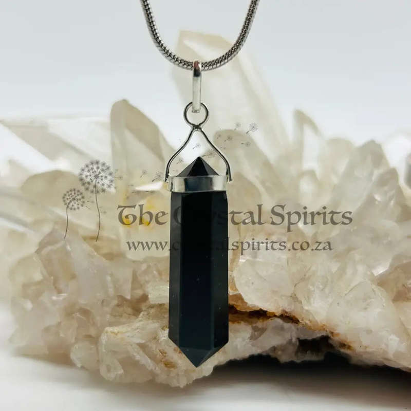 Black Onyx Double Terminated Crystal Pendant