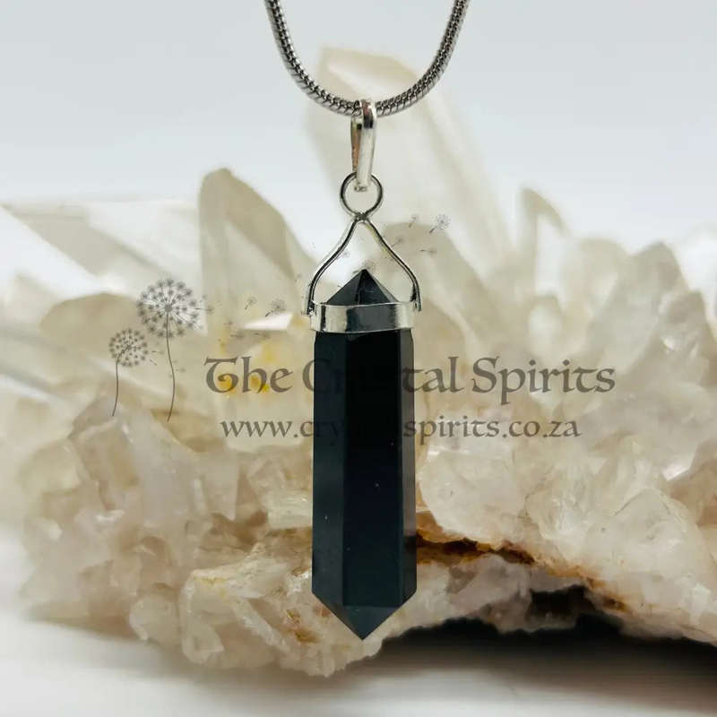 Black Onyx Double Terminated Crystal Pendant