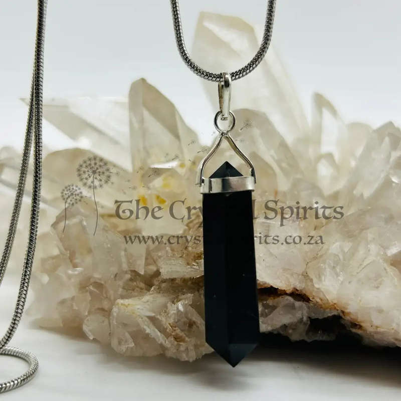 Black Onyx Double Terminated Crystal Pendant