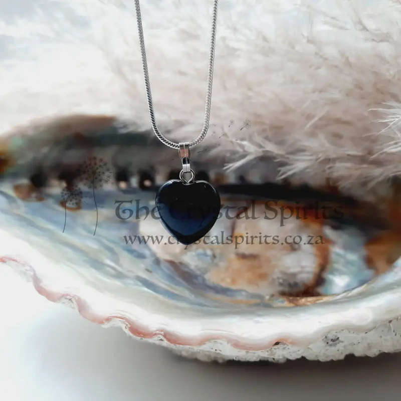 Black Onyx Heart Crystal Pendant
