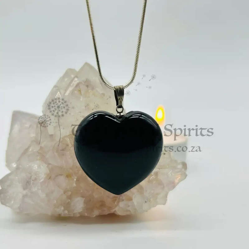 Black Onyx Large Heart Crystal Pendant