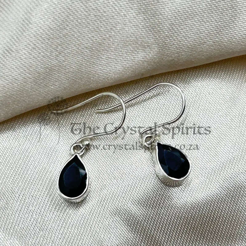Black Onyx Sterling Silver Teardrop Earrings