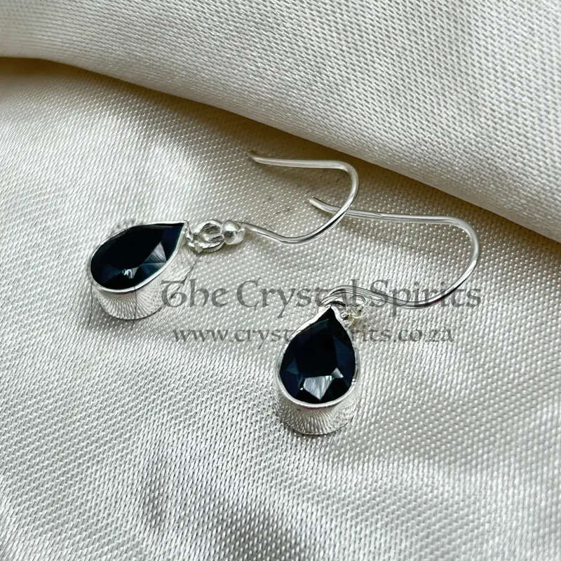 Black Onyx Sterling Silver Teardrop Earrings