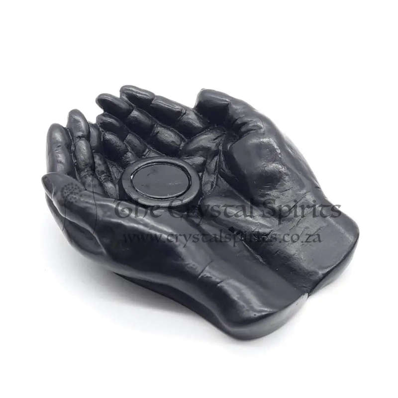 Black Open Hand Tealight and Incense Holder