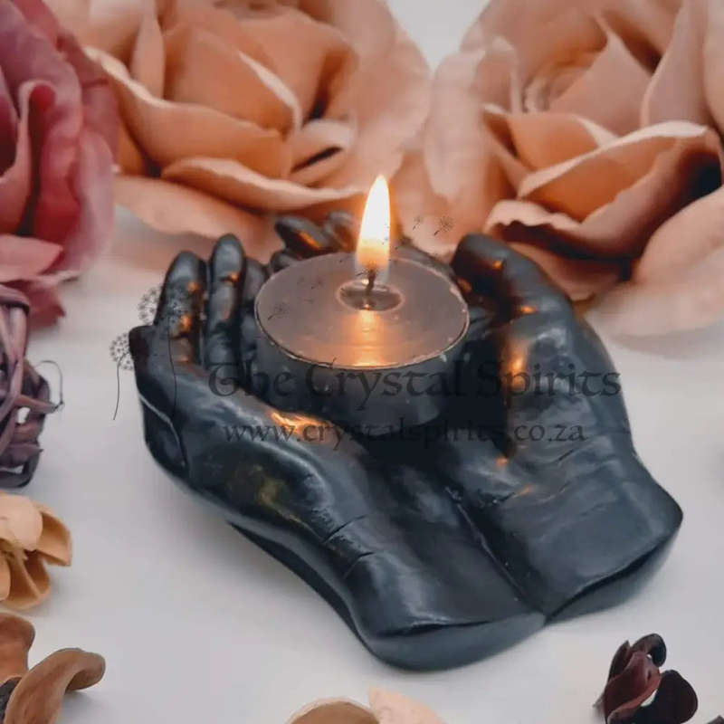 Black Open Hand Tealight and Incense Holder