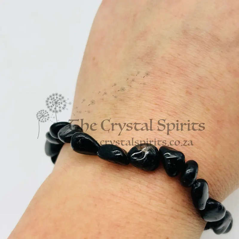 Black Tourmaline Crystal Nugget Bracelet