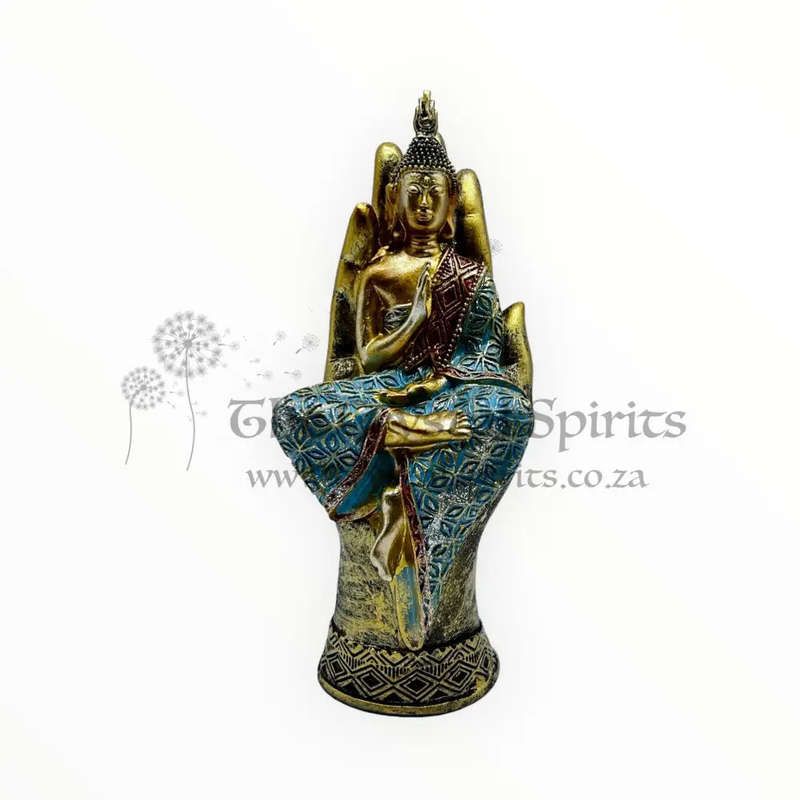 Blue Buddha Sitting On Hand