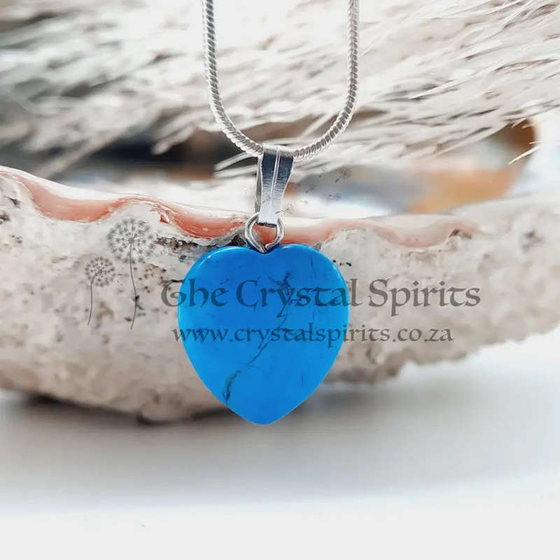 Blue Howlite Crystal Heart Shaped Pendant
