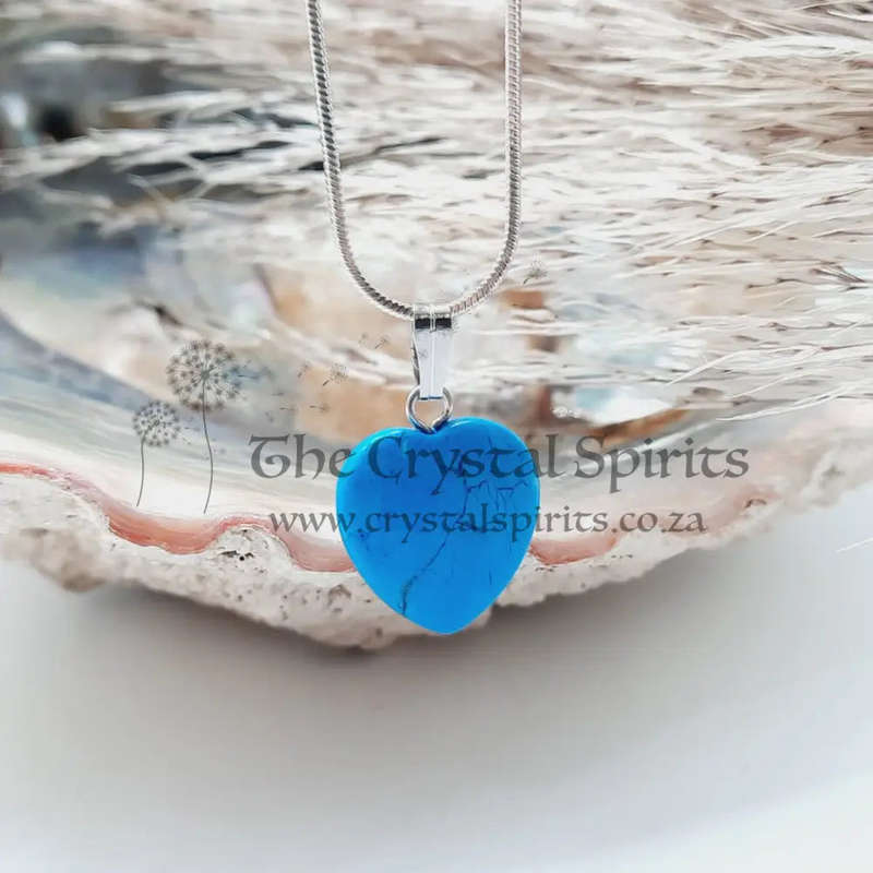 Blue Howlite Crystal Heart Shaped Pendant