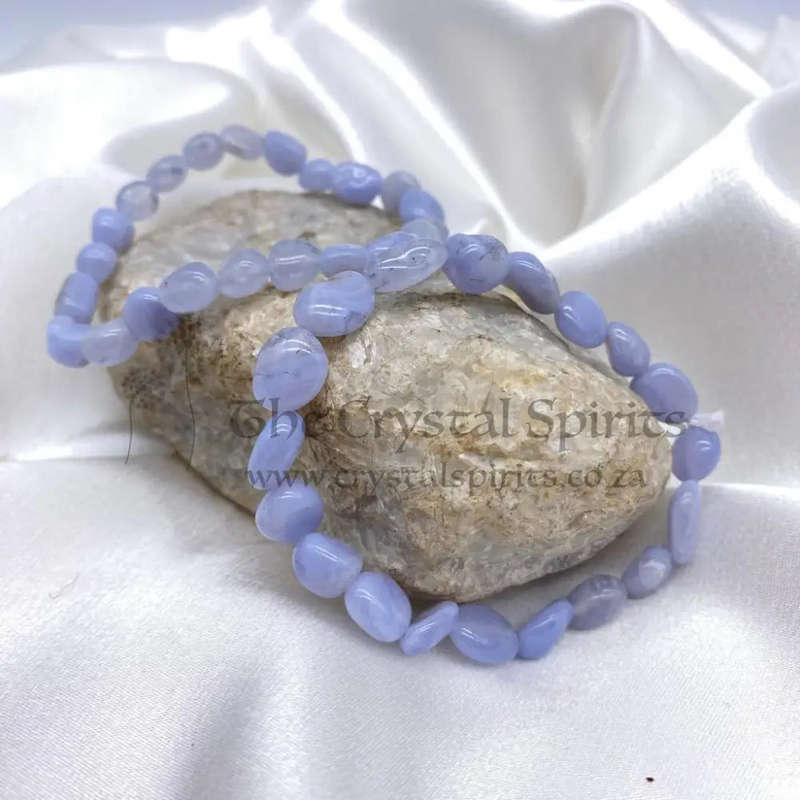 Blue Lace Agate Nugget Crystal Bracelet