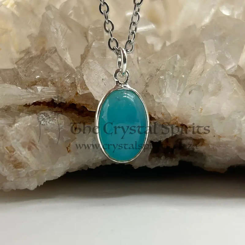 Blue Onyx Crystal Sterling Silver Decision Making Pendant