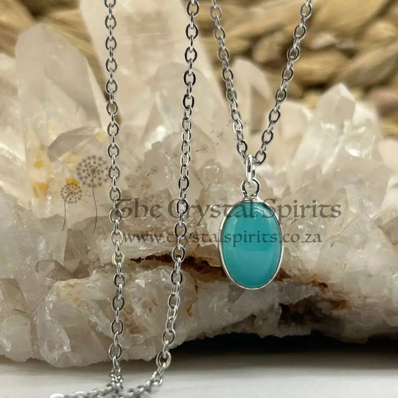 Blue Onyx Crystal Sterling Silver Decision Making Pendant