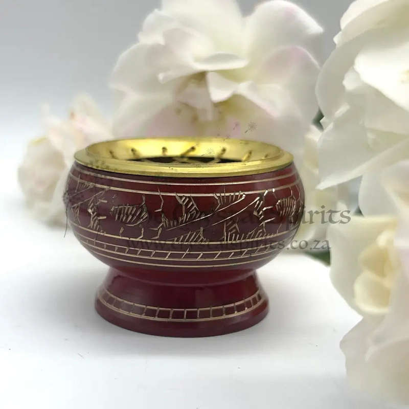 Brass Red Resin Incense Burner