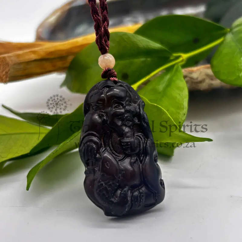 Brown Jade God Of Longevity With Koi Fish Pendant