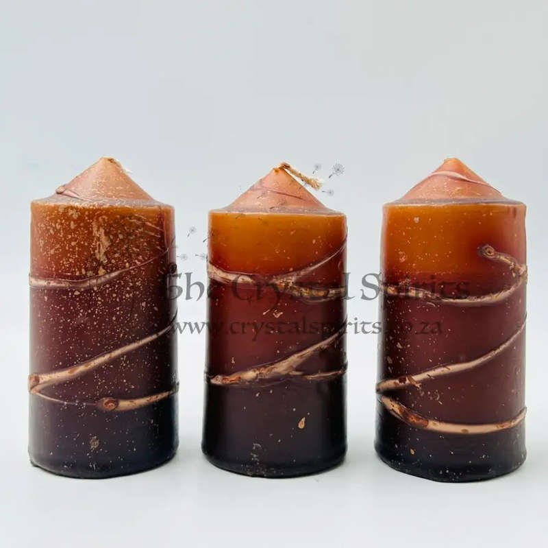 Brown Speckled Pillar Candles