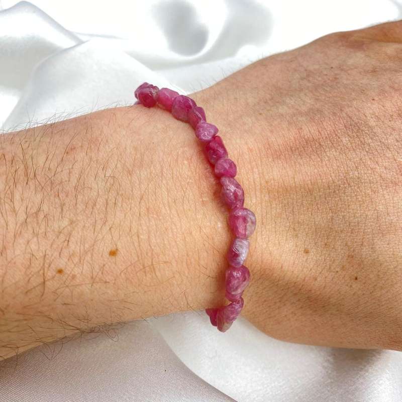 Pink Tourmaline Nugget Gemstone Bracelet