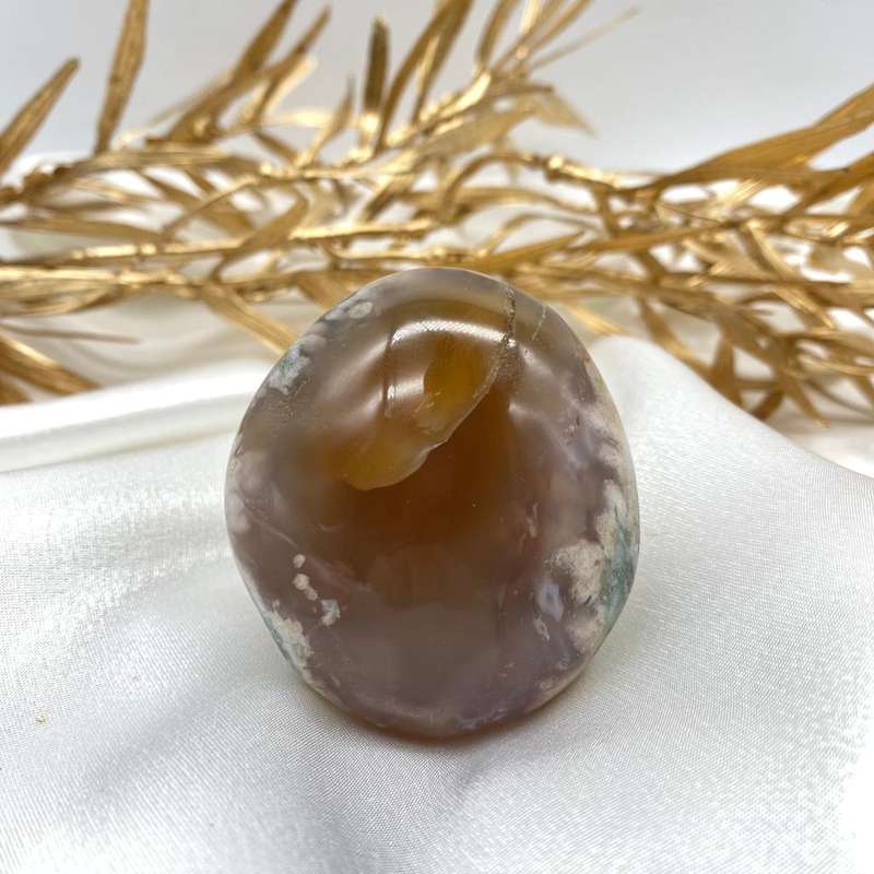 Peace and Passion Flower Agate Oval