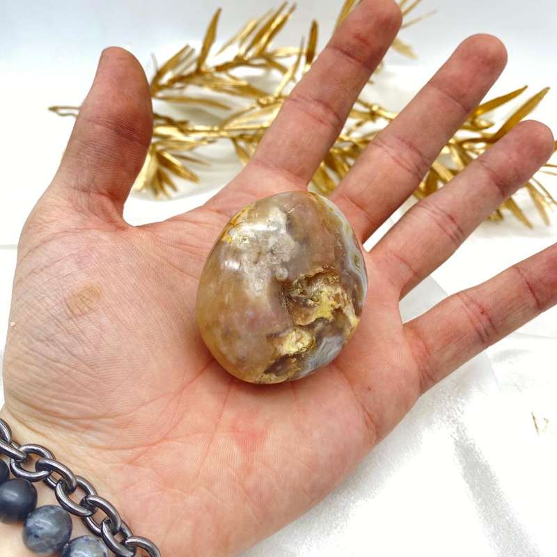 Peace and Passion Flower Agate Oval