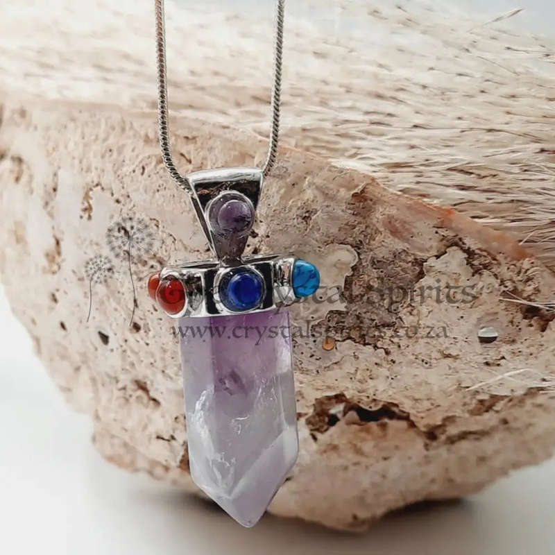 Cabochon Chakra Gemstone Amethyst Pendant
