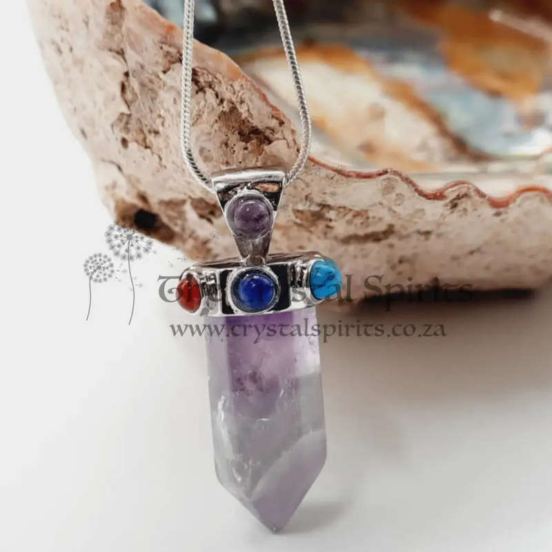 Cabochon Chakra Gemstone Amethyst Pendant
