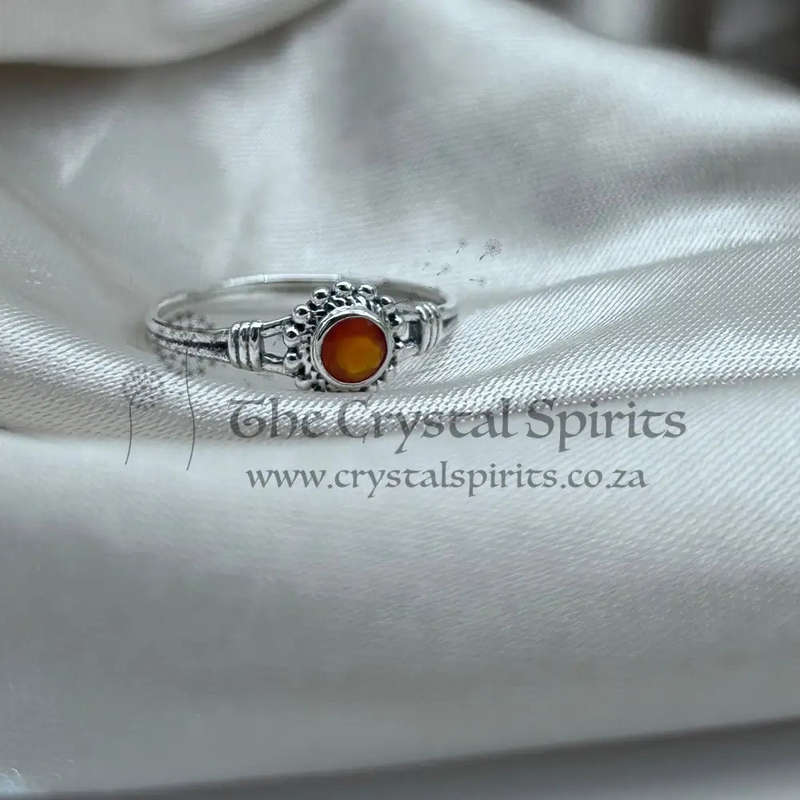 Carnelian Sterling Silver Crystal Ring