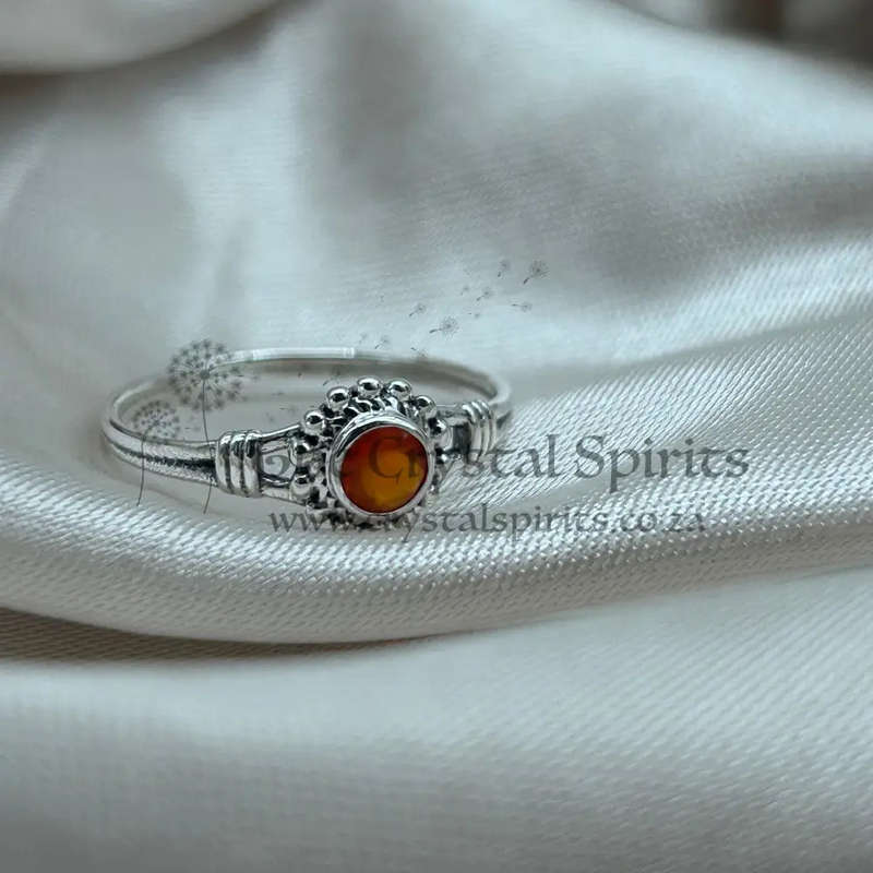 Carnelian Sterling Silver Crystal Ring
