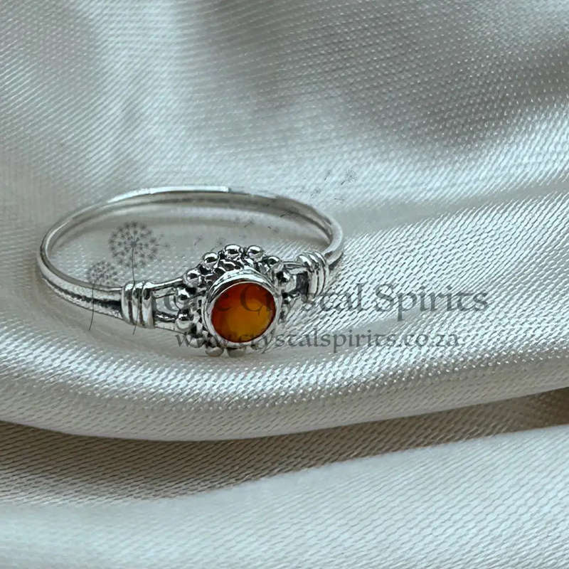 Carnelian Sterling Silver Crystal Ring