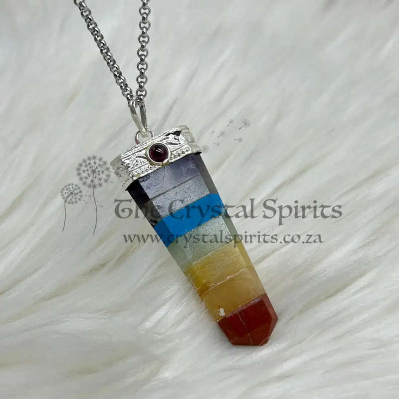 Chakra Crystal Tabby Pendant With Garnet Cabochon Gemstone
