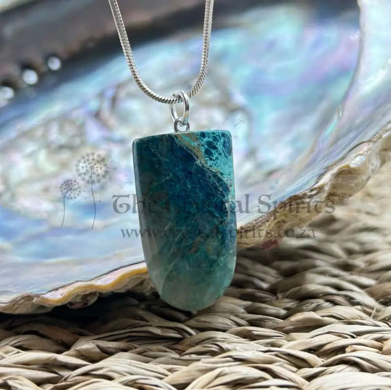 Chrysocolla Crystal Tongue Pendant