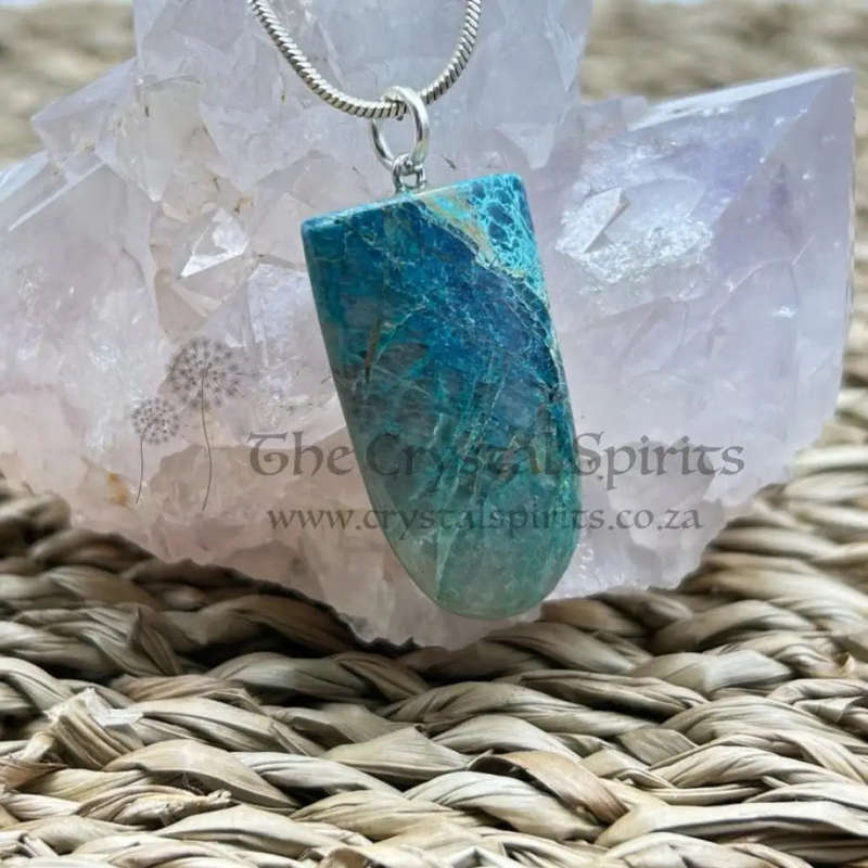 Chrysocolla Crystal Tongue Pendant