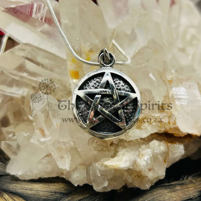 Circle Pentacle Sterling Silver Pendant