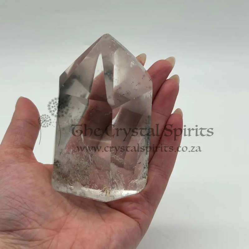 Clear Quartz Generator with Tourmaline Inclusions