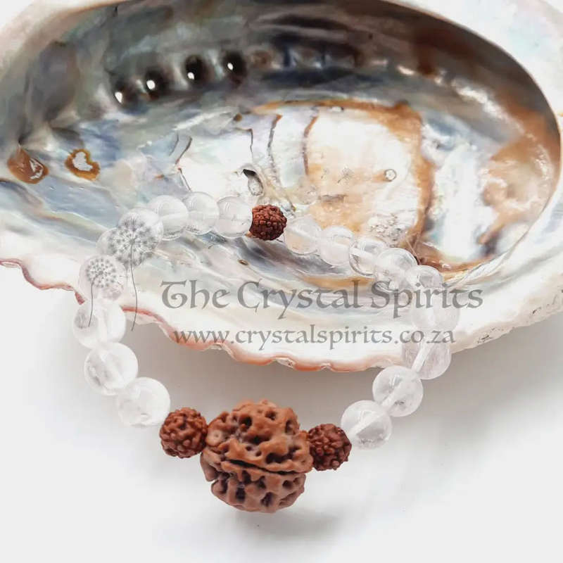 Clear Quartz Rudraksha Bracelet