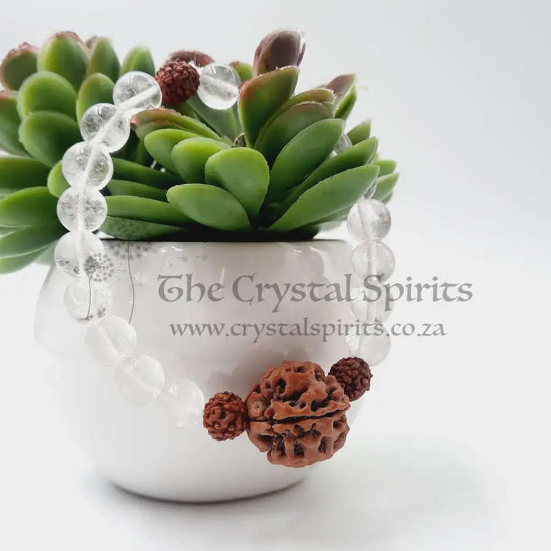Clear Quartz Rudraksha Bracelet
