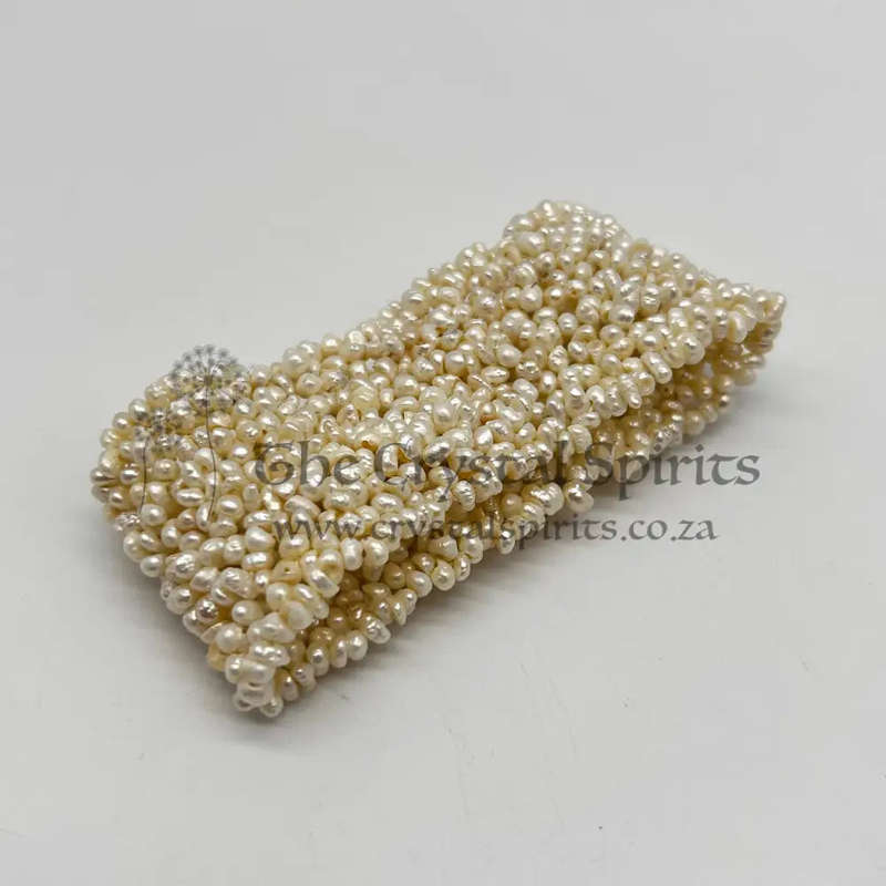 Crystal Pearl Chip Cuffed Bracelet