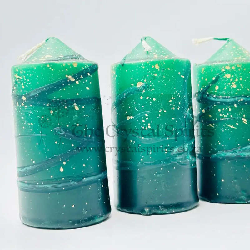 Dark Green Speckled Large Altar Candles