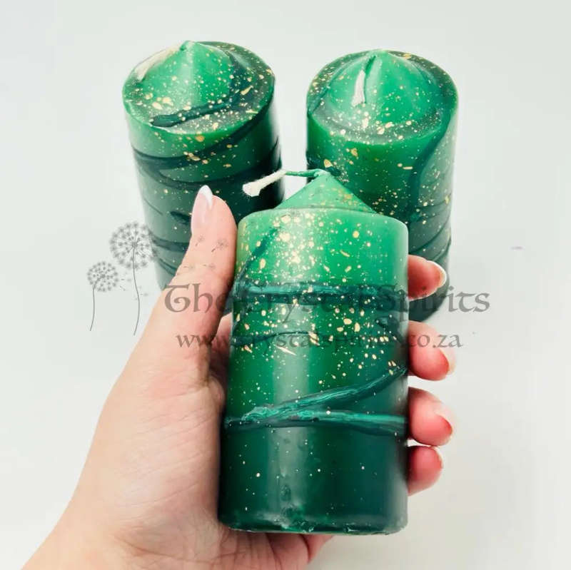 Dark Green Speckled Large Altar Candles