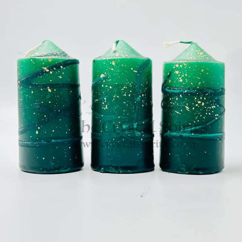 Dark Green Speckled Large Altar Candles